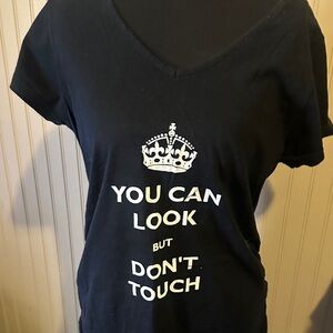 V-Neck Black Graphic Tee Maternity “You can look but don’t touch”